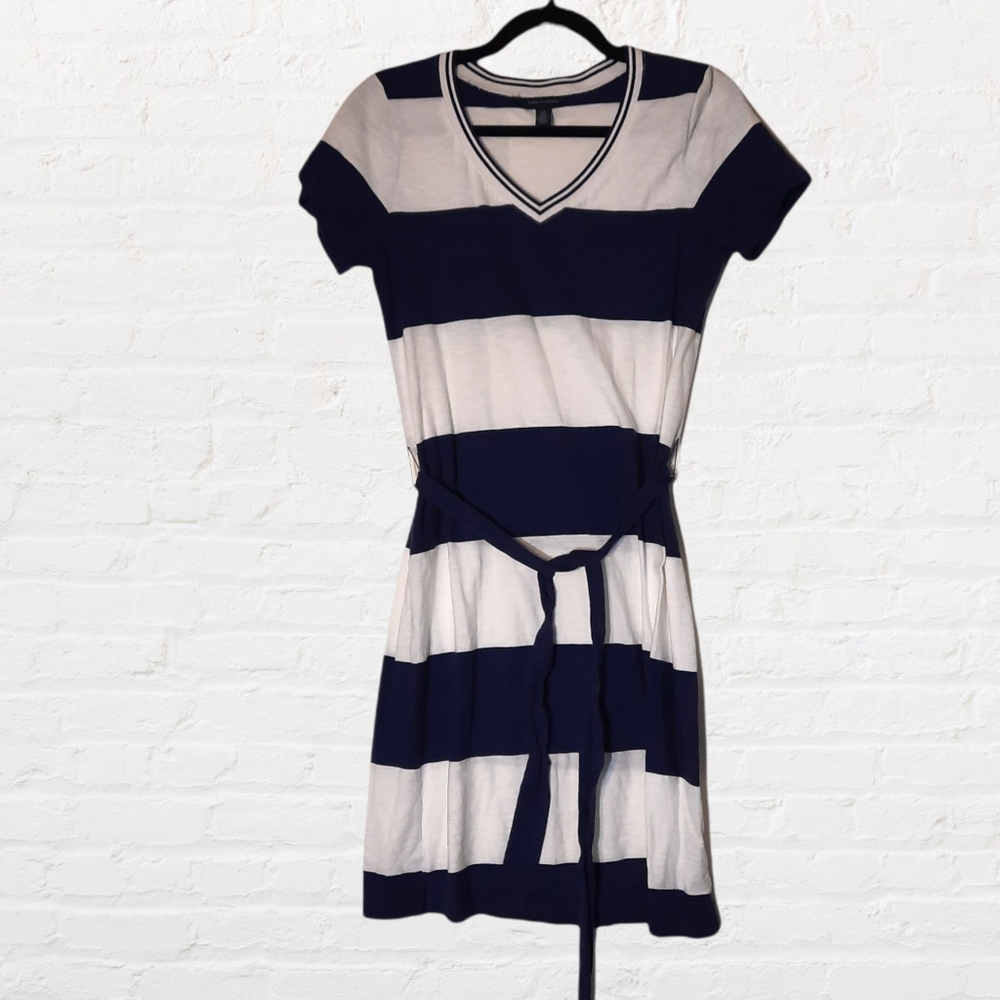 TOMMY HILFIGER Striped vneck belted above knee dress
